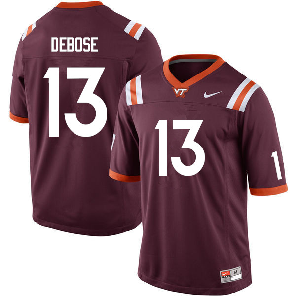 Men #13 Zion Debose Virginia Tech Hokies College Football Jerseys Sale-Maroon